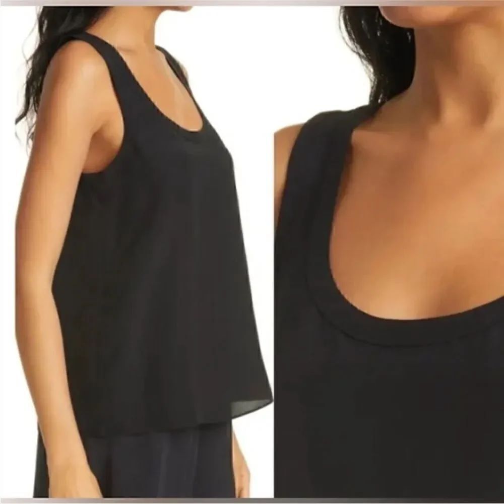 CLUB Monaco NWT Black 100% Sillk Racerback Tank Top Women's Size M
